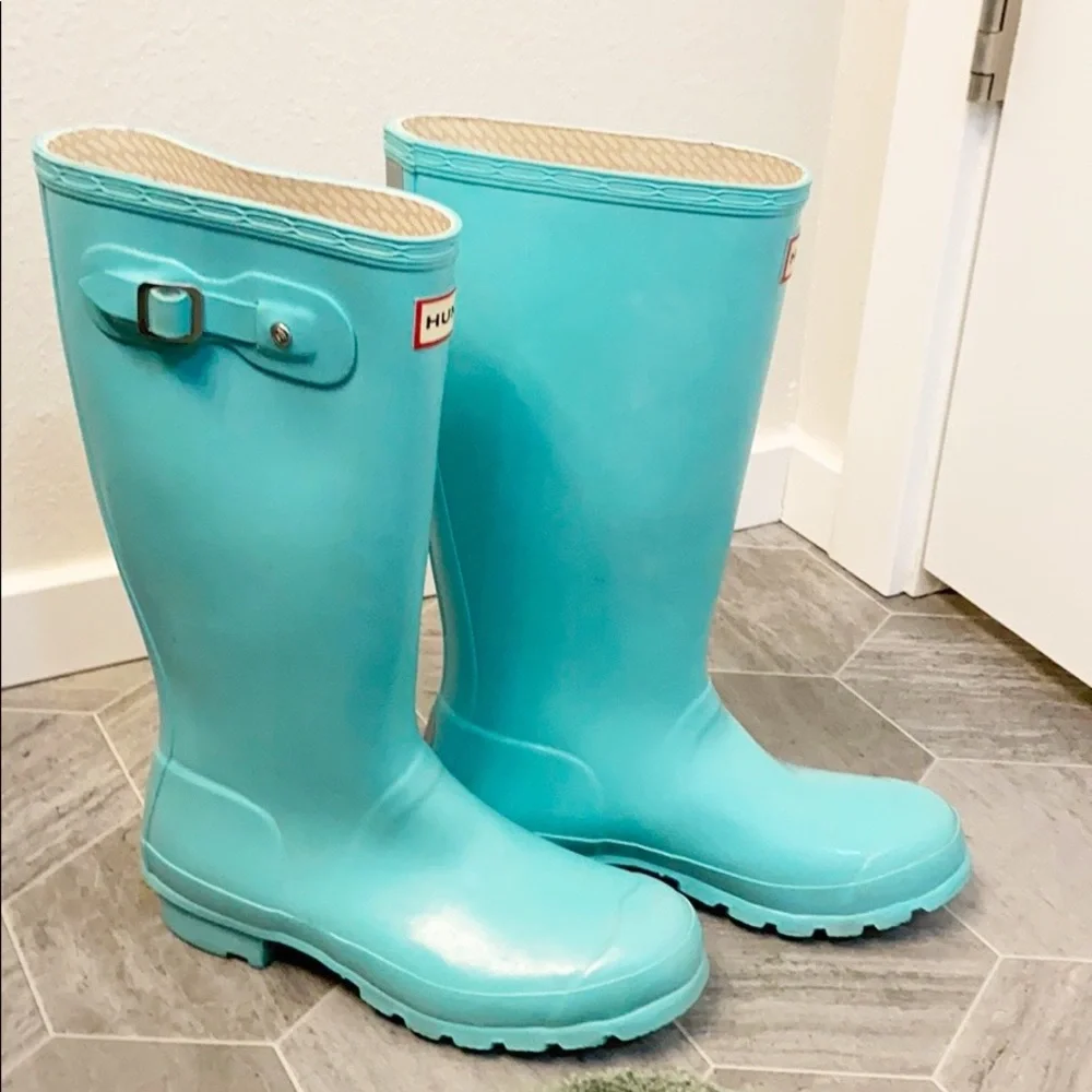 ✨RARE✨Mint/Tiffany Blue tall Hunter Boots